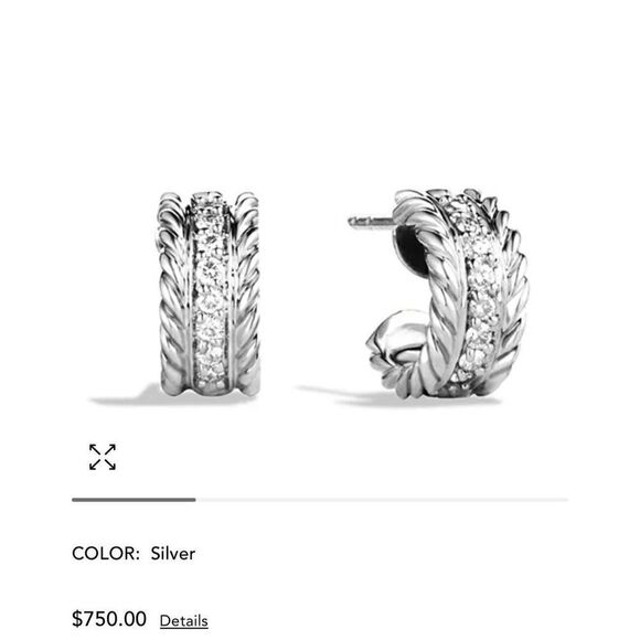 David Yurman Cable Classics Hoop Earrings with Diamonds silver - Picture 1 of 16